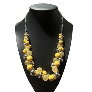 Yellow and Silver Beaded Necklace